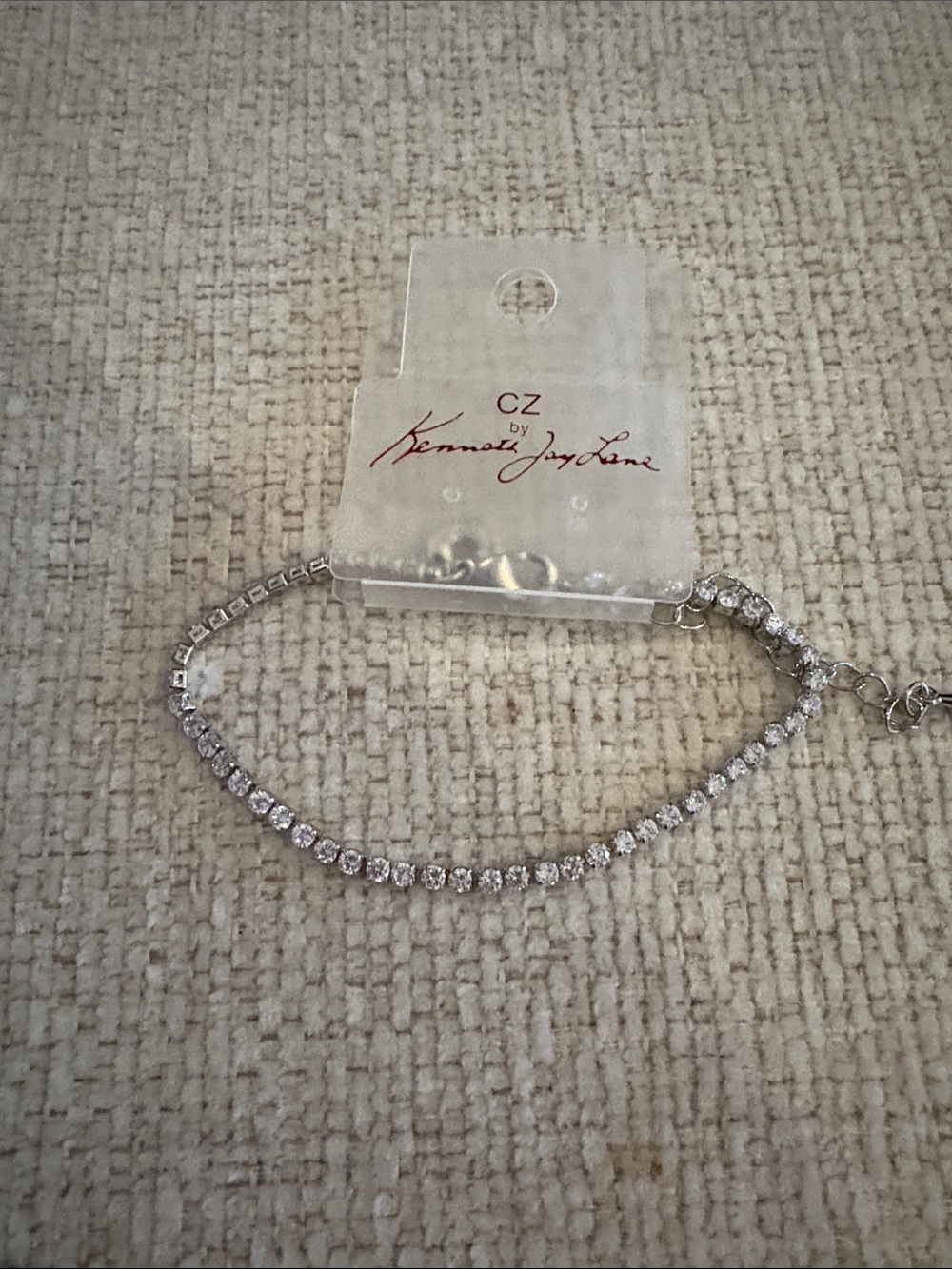 Kenneth Jay Lane Silver-Tone CZ Tennis Bracelet - Sparkling Clear Stones